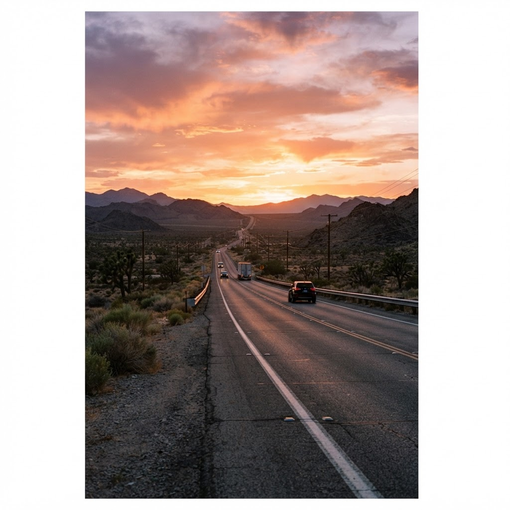 Atardecer en carretera